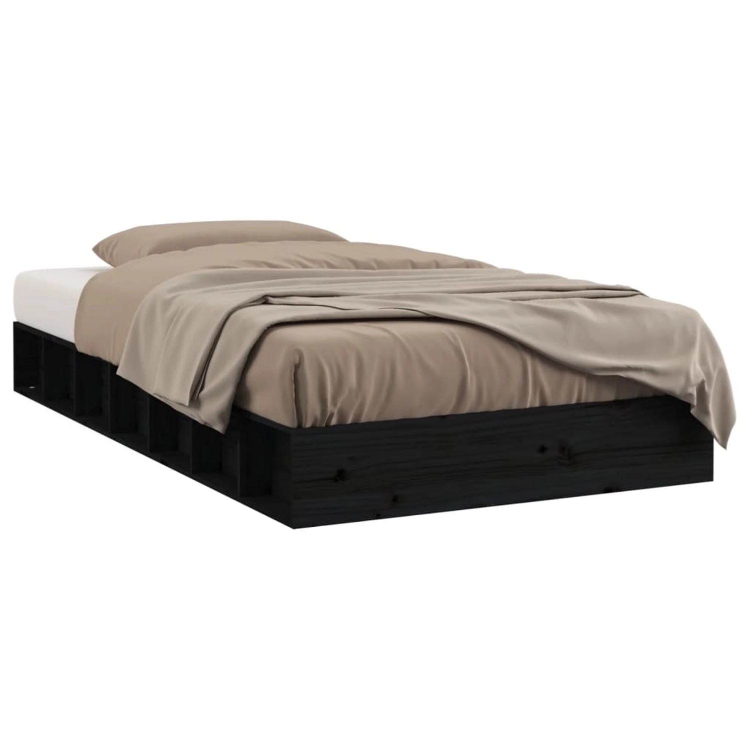 Bild von vidaXL Massivholzbett Schwarz 75x190 cm 2FT6 Small Single1280212