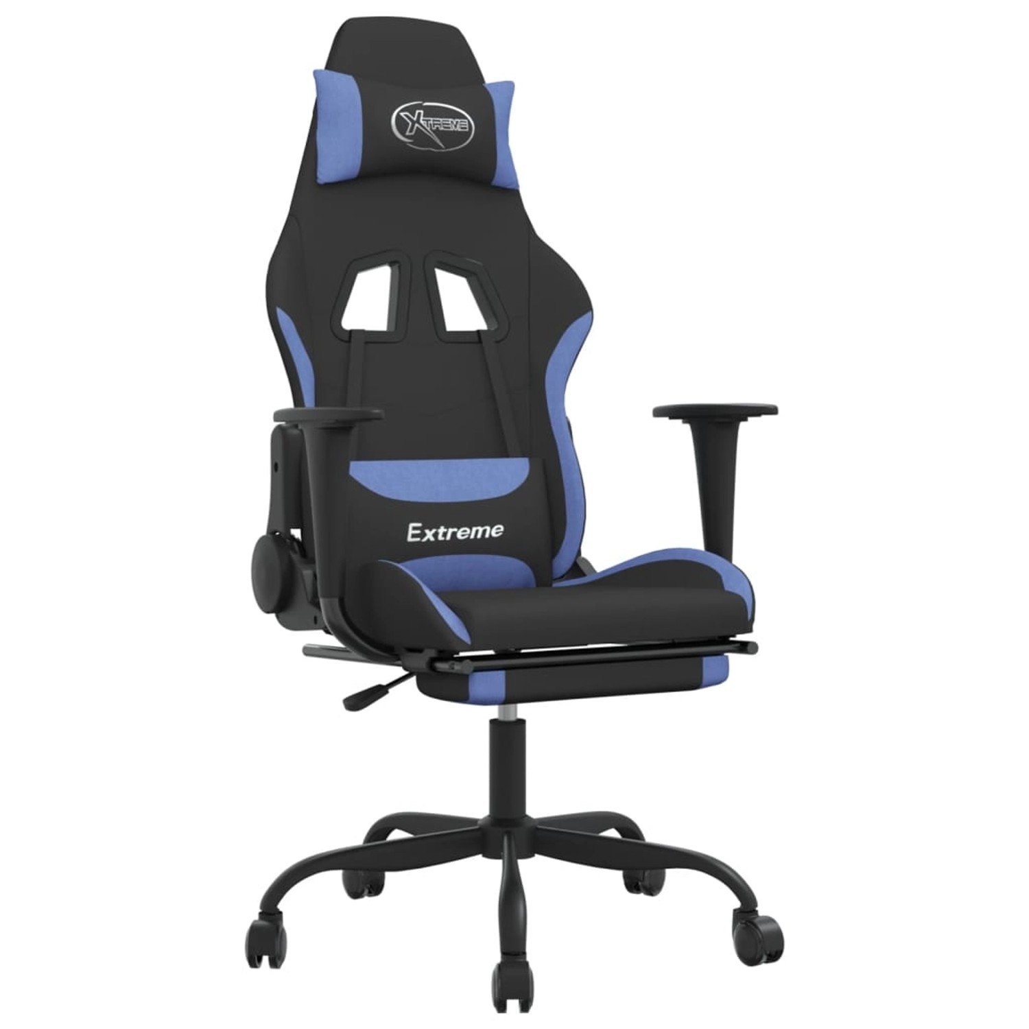 Bild von vidaXL Gaming-Stuhl mit Massage & Fußstütze Schwarz und Blau Stoff Modell 1