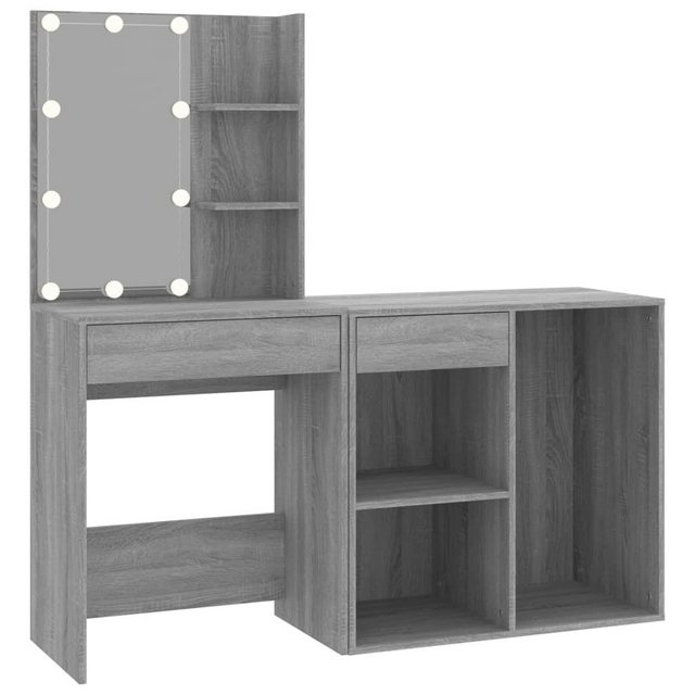 Bild von vidaXL Schminktisch LED-Schminktisch Frisiertisch Kosmetiktisch mit Schrank Grau Sonoma Sp