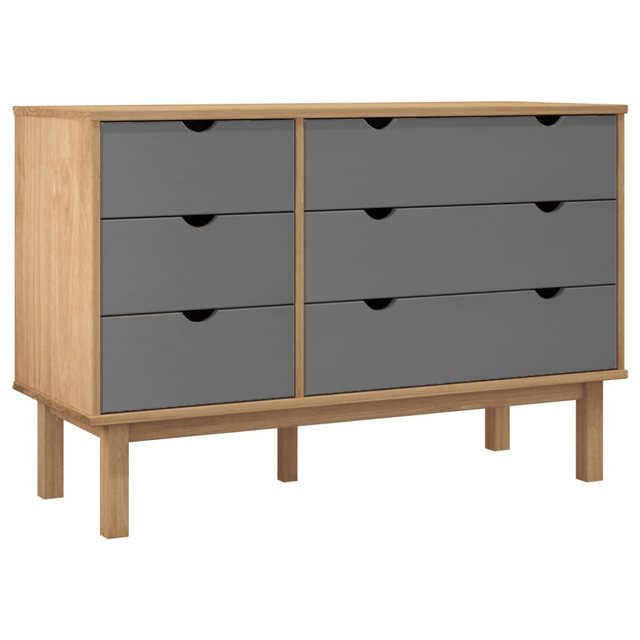 Bild von vidaXL Kommode Schubladenschrank OTTA Braun & Grau 111x43x73,5 cm Massivholz (1 St)