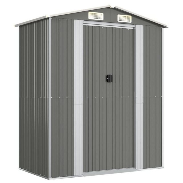 Bild von vidaXL Garten-Geräteschrank Geräteschuppen Hellgrau 192x108x223 cm Verzinkter Stahl Gartenschrank