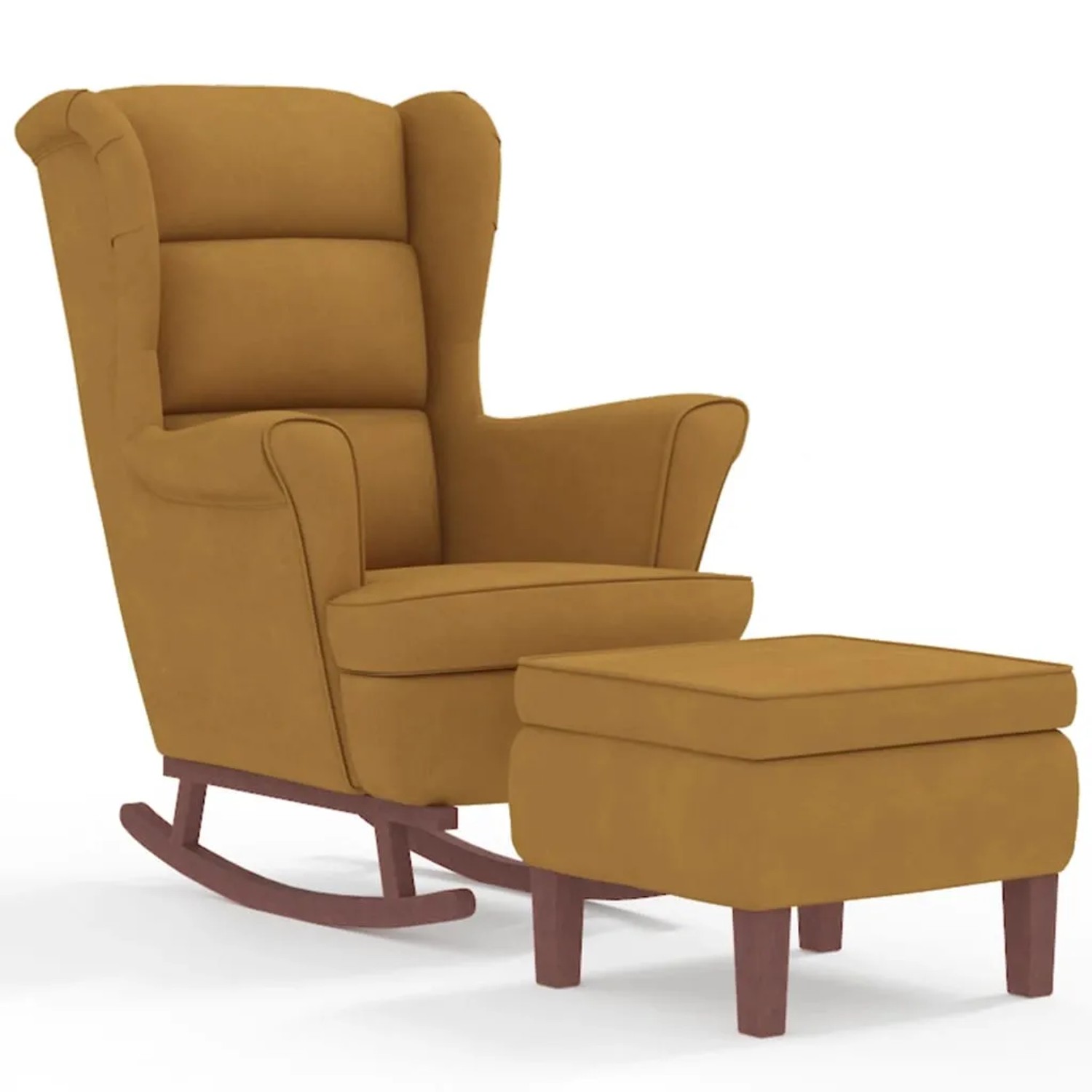 Bild von vidaXL Schaukelsessel und Hocker mit Holzbeinen Braun Samt