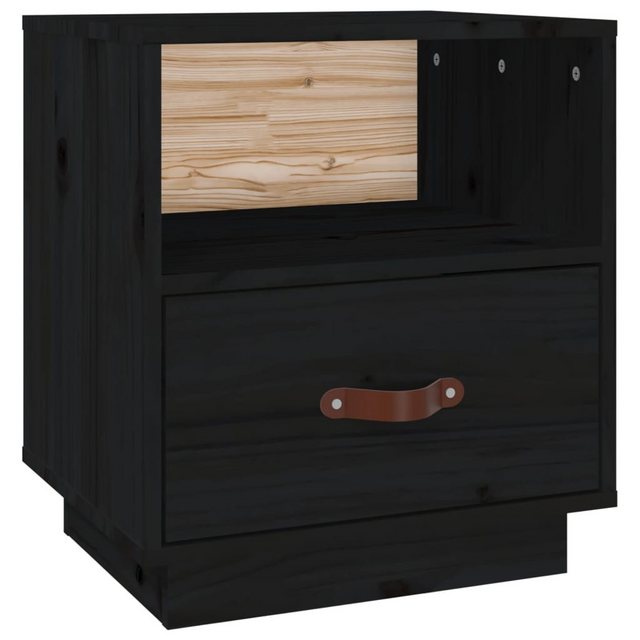 Bild von vidaXL Nachttisch Nachttisch Schwarz 40x34x45 cm Massivholz Kiefer (1-St)