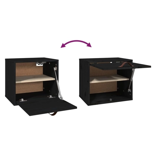 Bild von vidaXL Wandschrank Schwarz 40x30x35 cm aus Massivholz Kiefer
