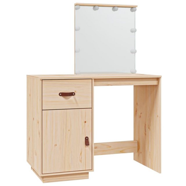 Bild von vidaXL Schminktisch Schminktisch mit LED 95x50x133,5 cm Massivholz Kiefer (1-St)