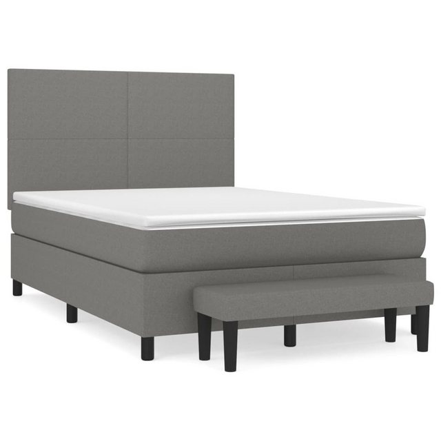 Bild von vidaXL Boxspringbett Boxspringbett mit Matratze Dunkelgrau 140x200 cm Stoff Bett Bettgestel