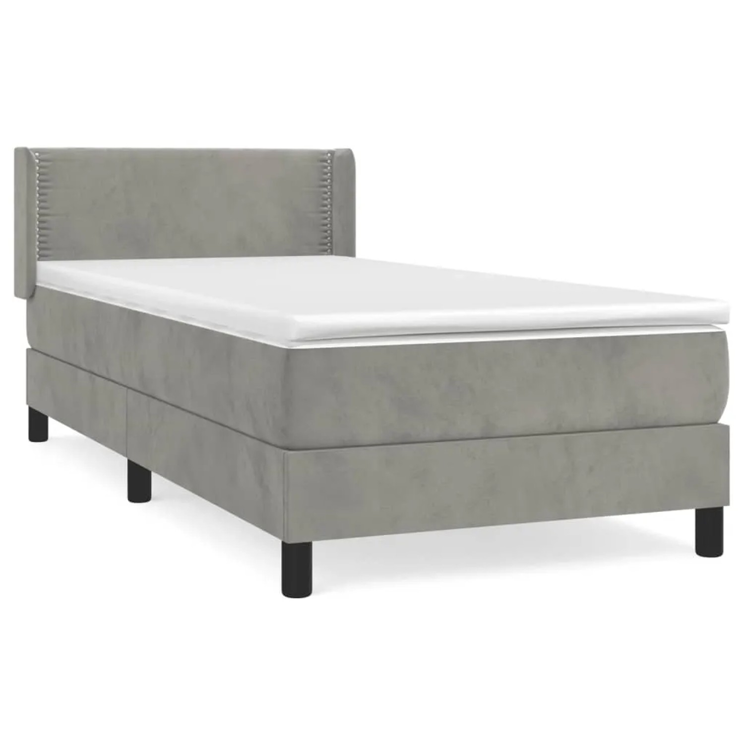 Bild von vidaXL Boxspringbett mit Matratze Hellgrau 90x190 cm Samt1537240