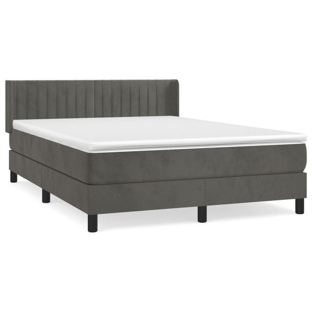 Bild von vidaXL Boxspringbett mit Matratze Dunkelgrau 140x200 cm Samt1376753