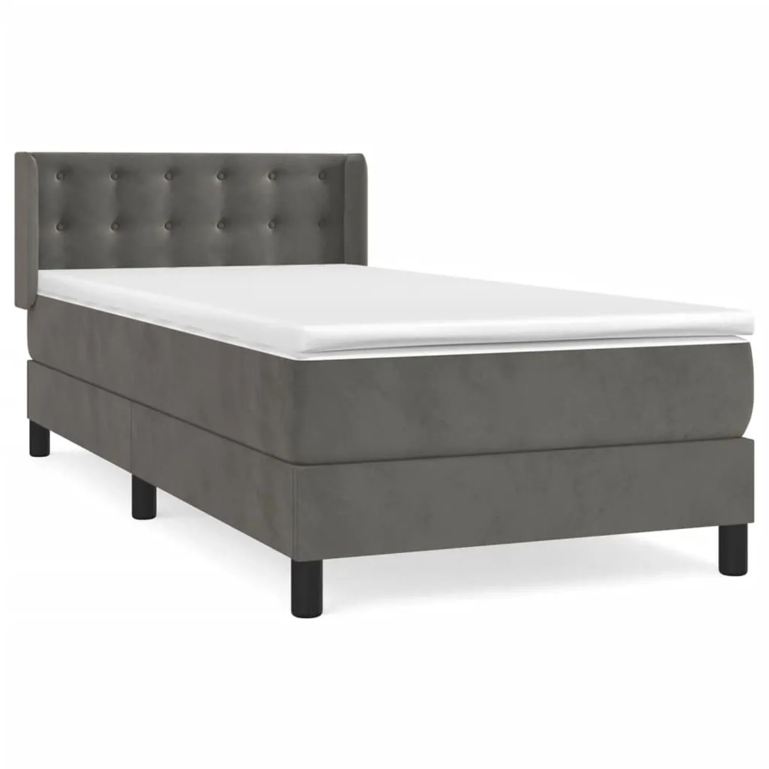 Bild von vidaXL Boxspringbett mit Matratze Dunkelgrau 90x190 cm Samt1537614
