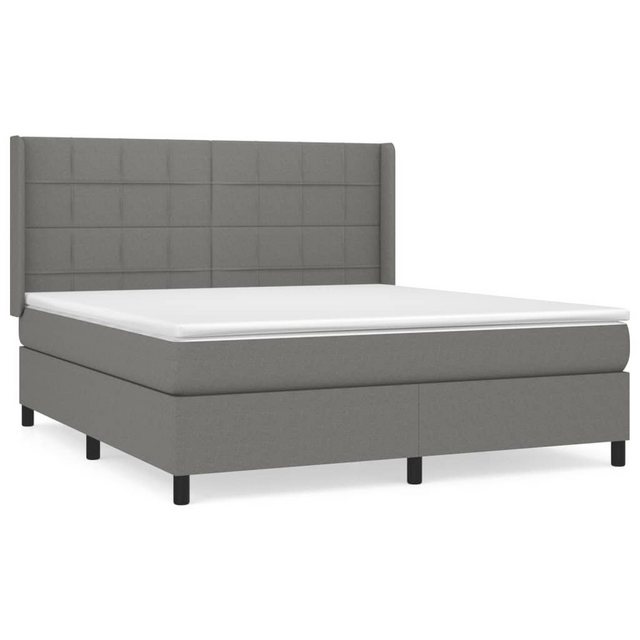 Bild von vidaXL Boxspringbett Boxspringbett mit Matratze Dunkelgrau 180x200 cm Stoff Bett Bettgestel