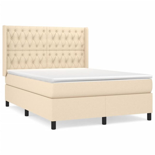 Bild von vidaXL Boxspringbett Boxspringbett mit Matratze Creme 140x200 cm Stoff Bett Bettgestell