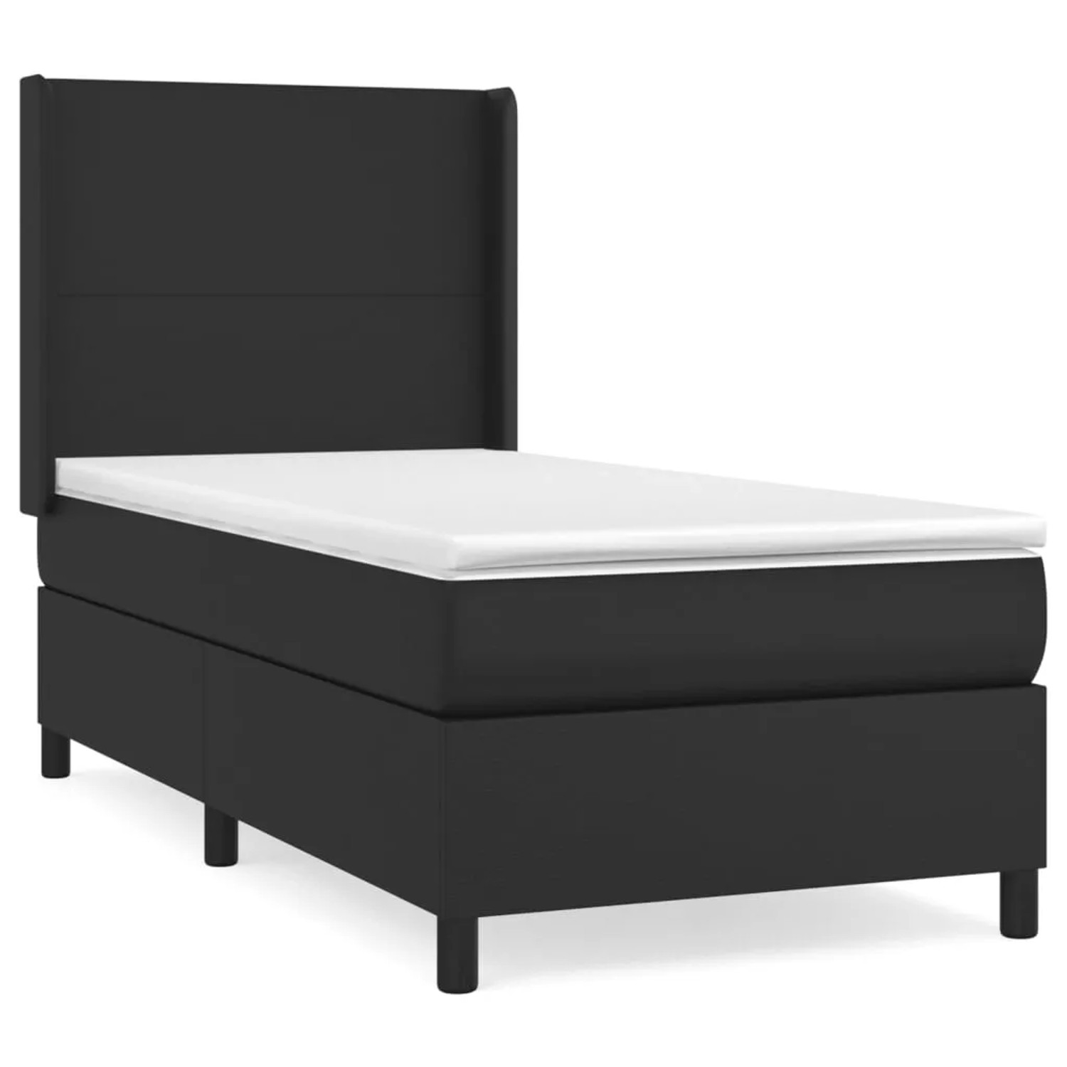 Bild von vidaXL Boxspringbett mit Matratze Schwarz 100x200 cm Kunstleder1466229