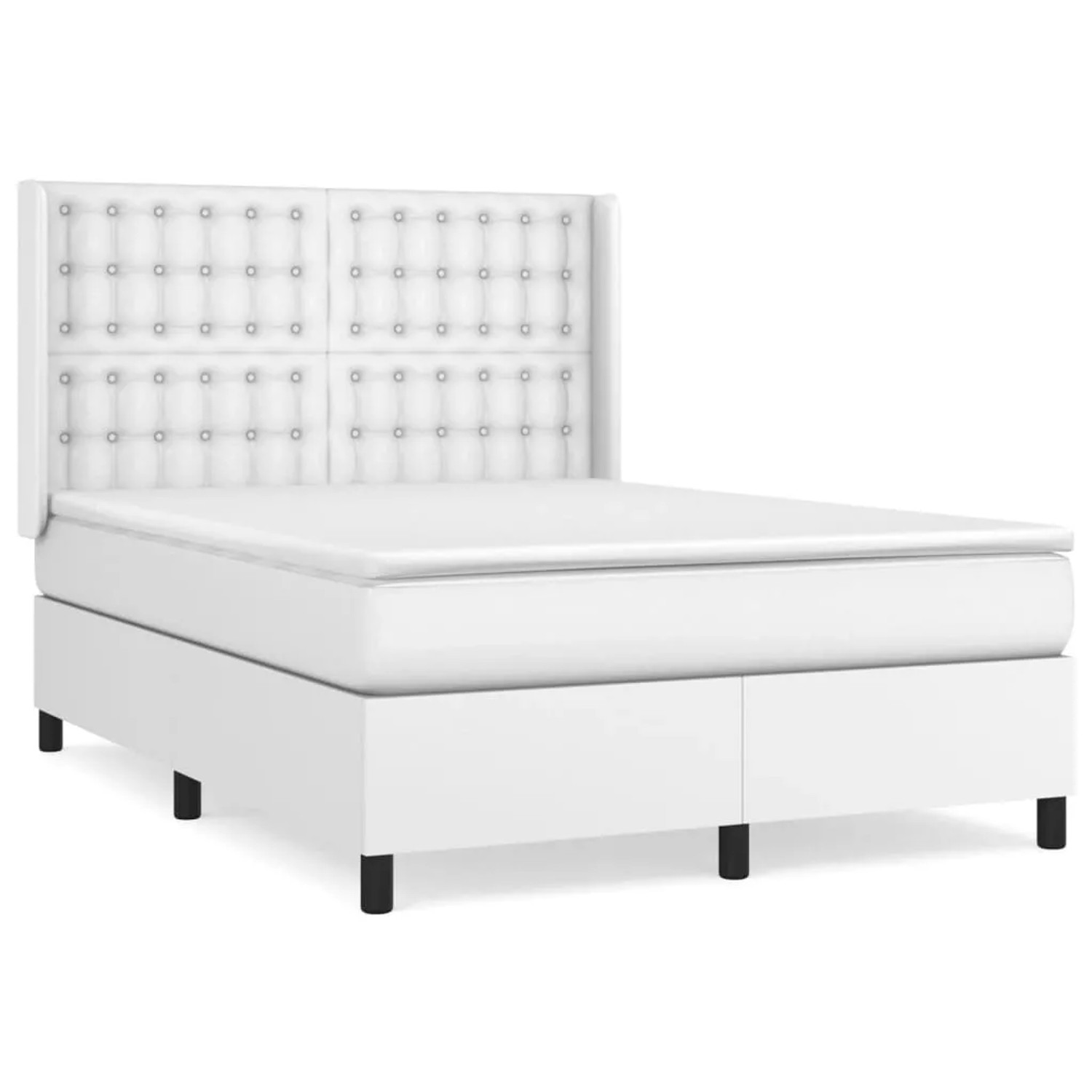 Bild von vidaXL Boxspringbett mit Matratze Weiß 140x190 cm Kunstleder1466323