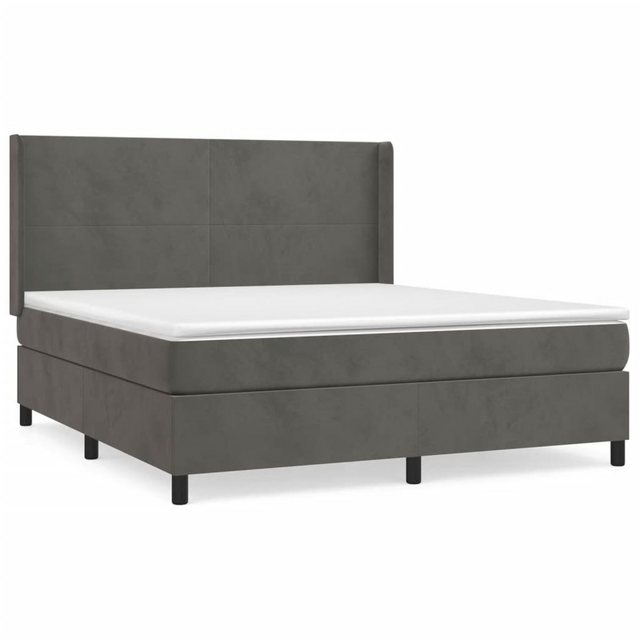 Bild von vidaXL Boxspringbett Boxspringbett mit Matratze Dunkelgrau 180x200 cm Samt Bett Bettgestell