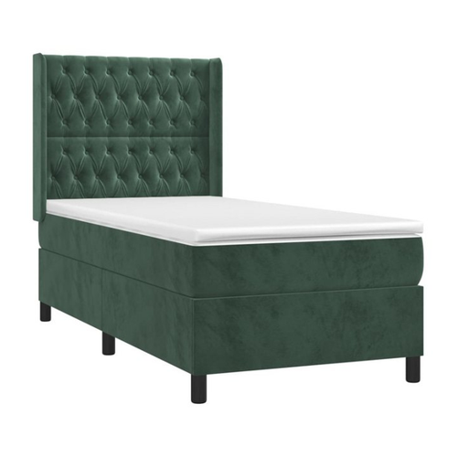 Bild von vidaXL Bett Boxspringbett mit Matratze & LED Dunkelgrün 100x200 cm Samt