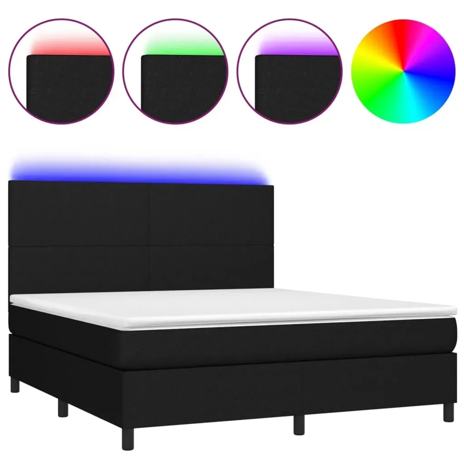 Bild von vidaXL Boxspringbett mit Matratze & LED Schwarz 180x200 cm Stoff1467698