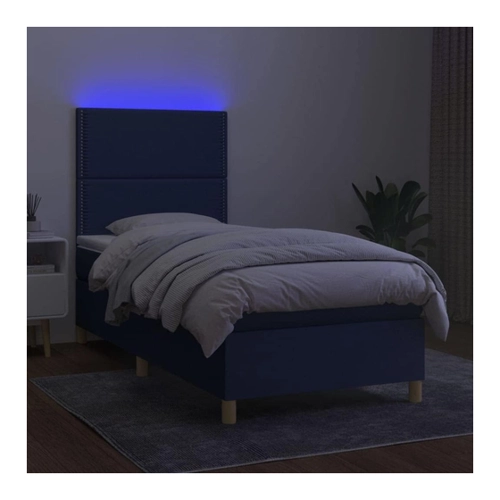 Bild von vidaXL Boxspringbett mit Matratze LED Polsterbett Bett Doppelbett Hotelbett Bettrahmen Bettgestell Lattenrost Schlafzimmerbett Hellgrau 140x200cm Stoff, vidaXL Boxspringbett Boxspringbett mit Matratze LED Hellgrau 140x200 cm Stoff Bett Bettges