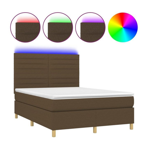 Bild von vidaXL Boxspringbett mit Matratze und LED in Dunkelbraun