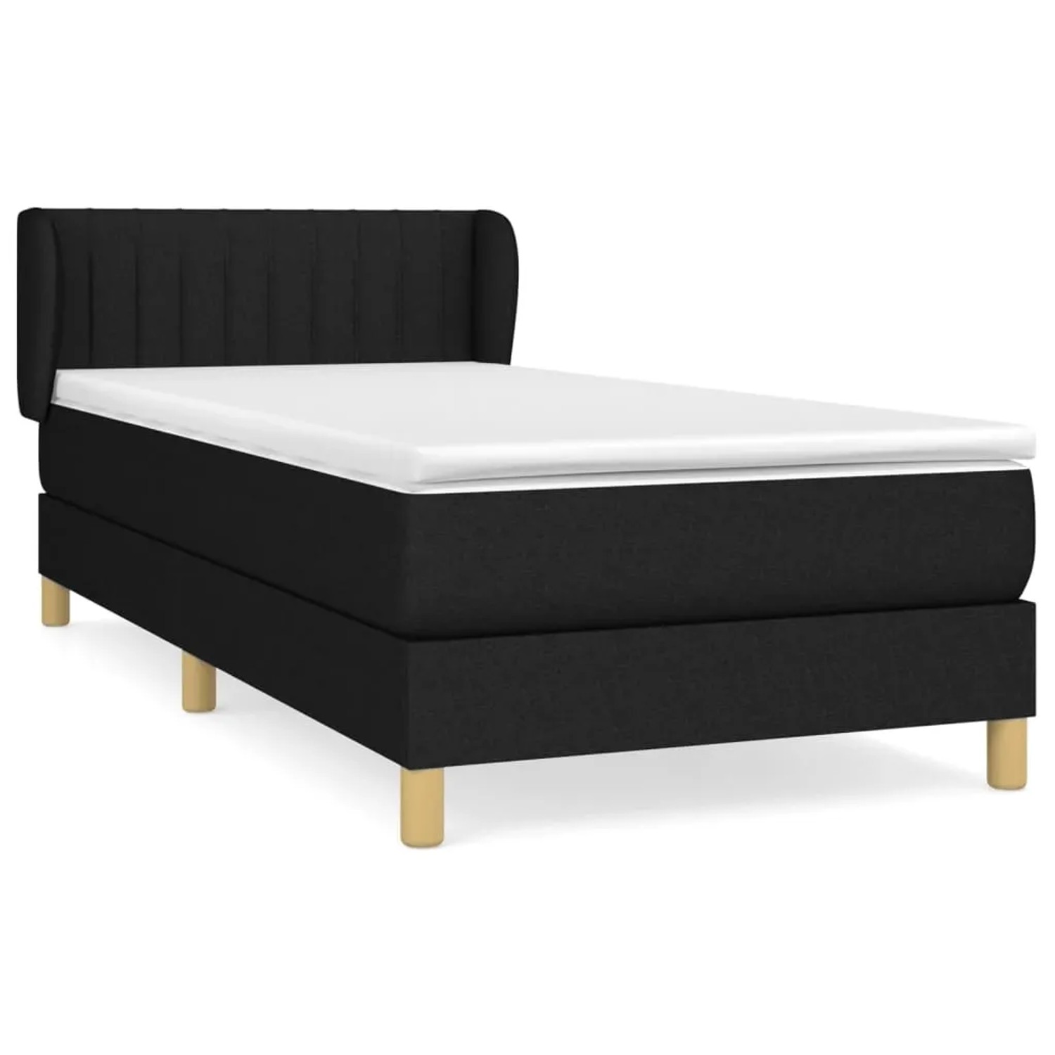 Bild von vidaXL Boxspringbett Boxspringbett mit Matratze Schwarz 80x200 cm Stoff Bett Bettgestell
