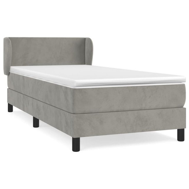 Bild von vidaXL Boxspringbett Boxspringbett mit Matratze Hellgrau 90x200 cm Samt Bett Bettgestell