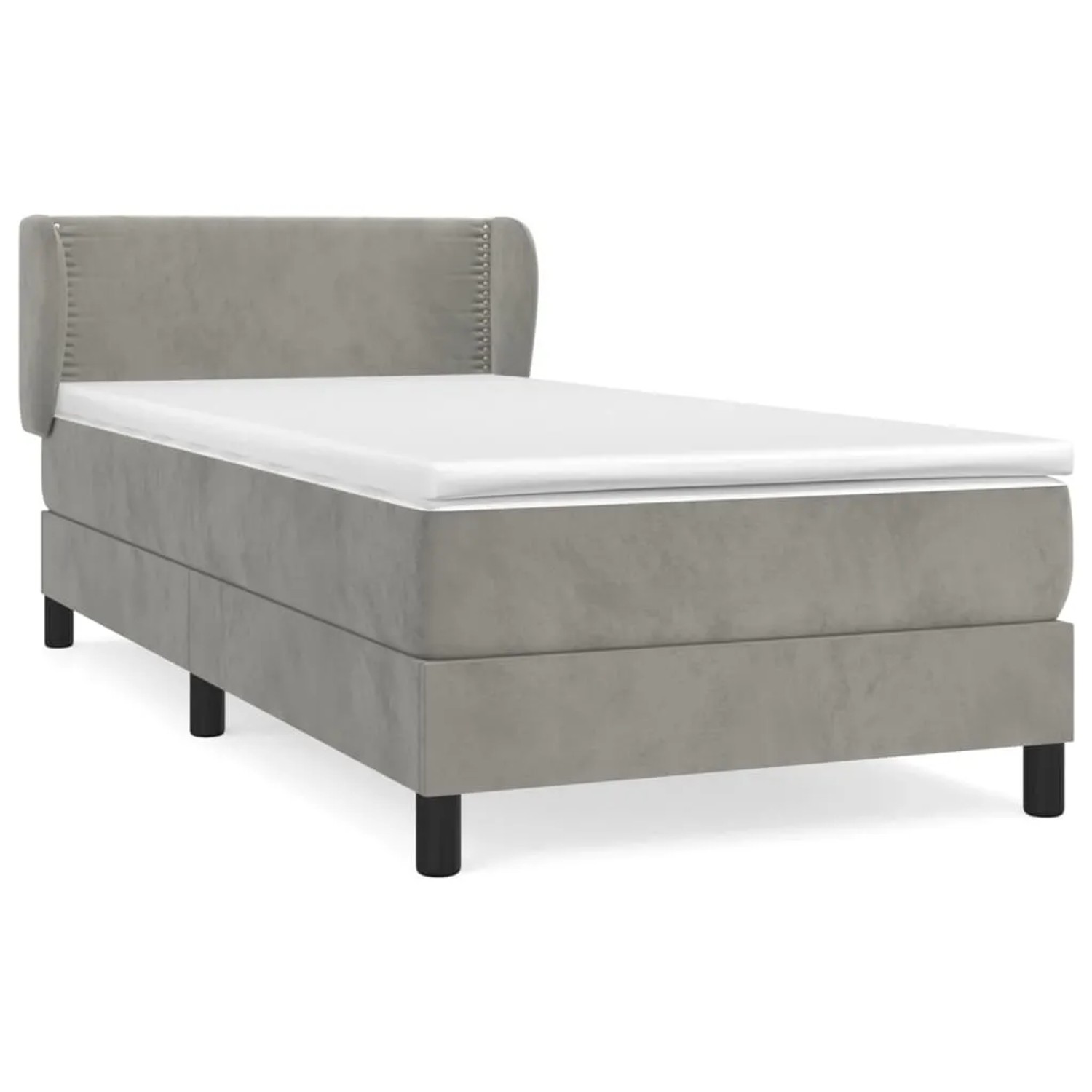 Bild von vidaXL Boxspringbett mit Matratze Hellgrau 80x200 cm Samt1537121