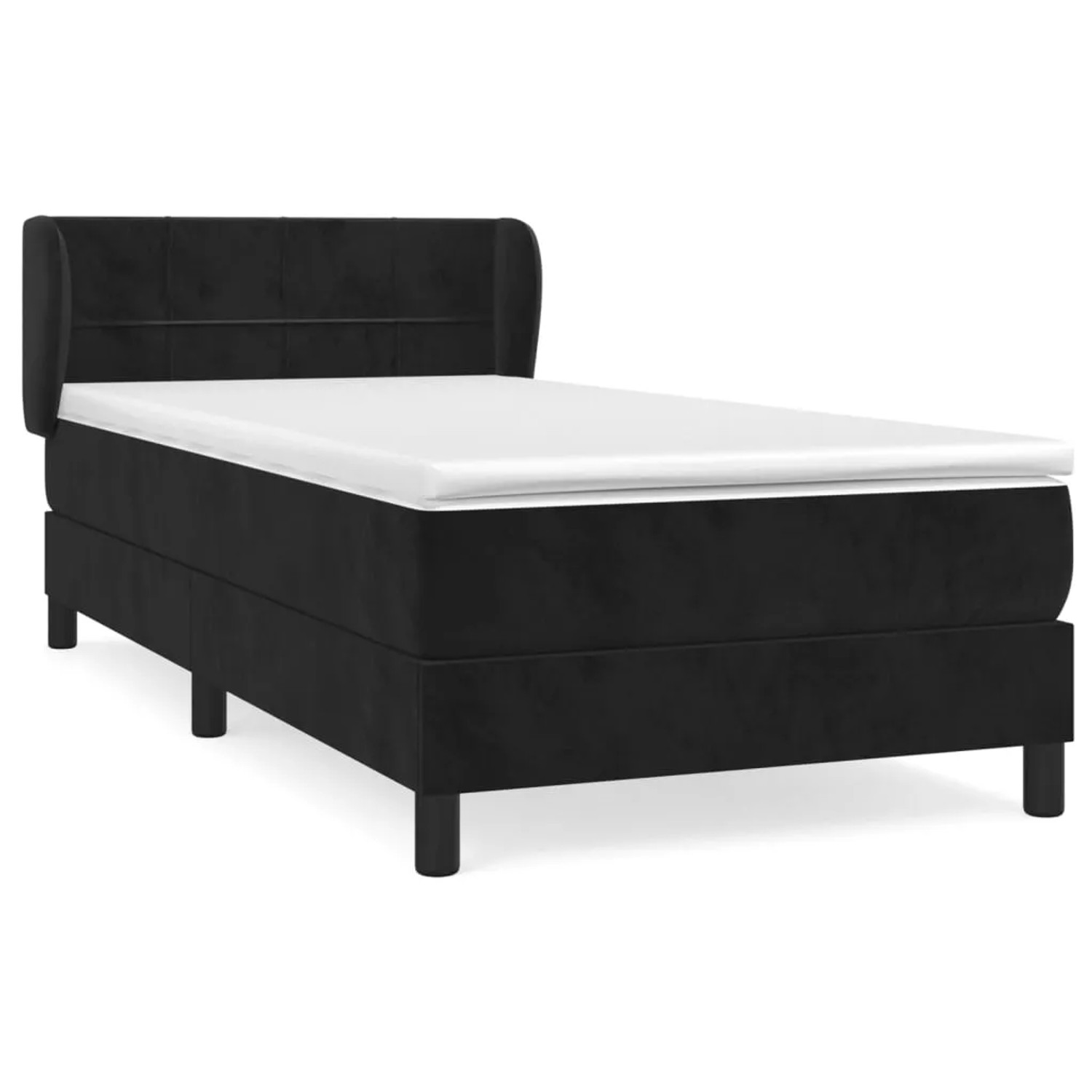Bild von vidaXL Boxspringbett mit Matratze Schwarz 90x200 cm Samt1387077