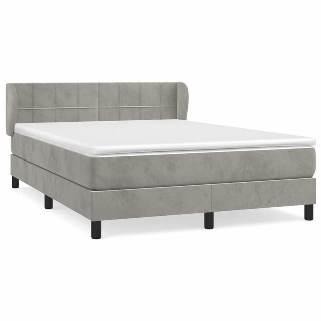 Bild von vidaXL Boxspringbett Boxspringbett mit Matratze Hellgrau 140x200 cm Samt Bett Bettgestell