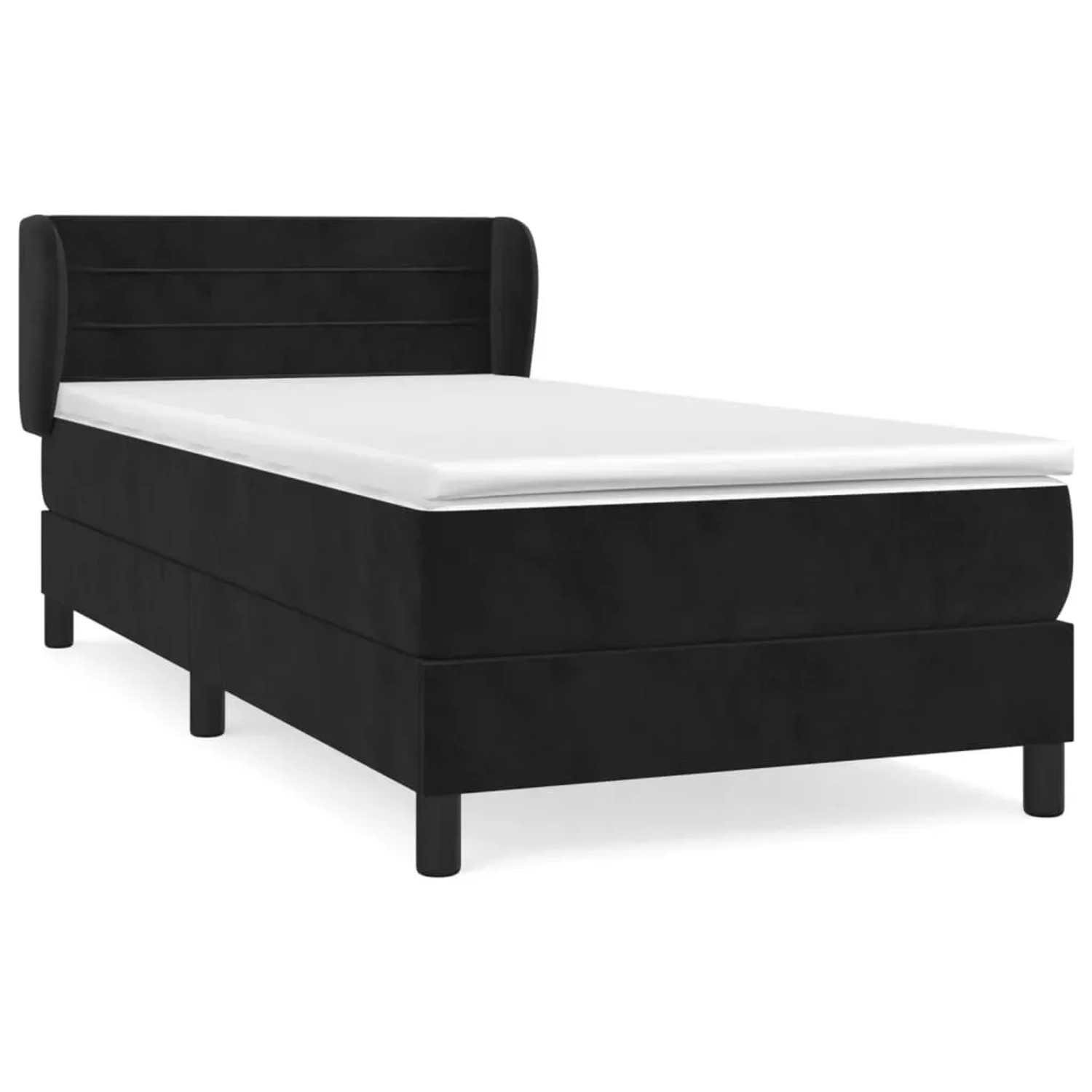 Bild von vidaXL Boxspringbett mit Matratze Schwarz 90x200 cm Samt1372316