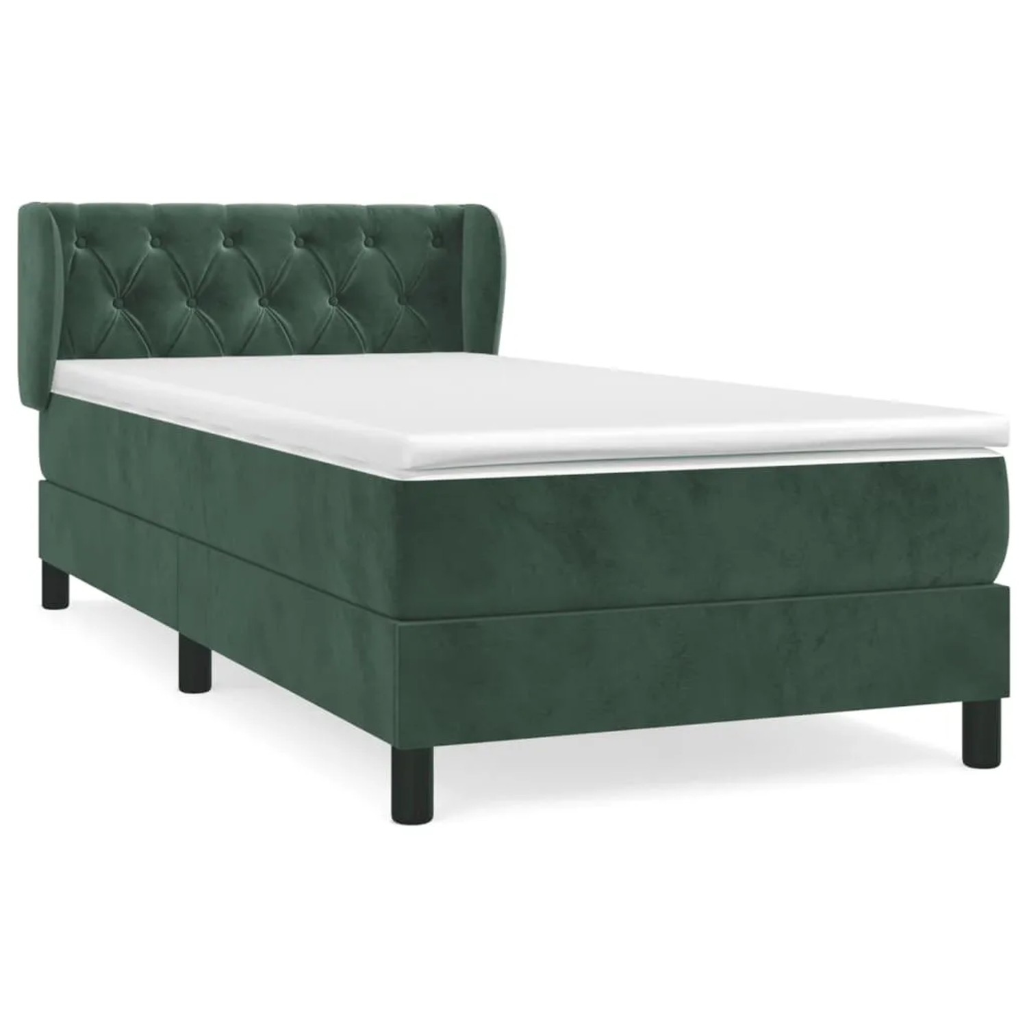 Bild von vidaXL Boxspringbett, Boxbett mit Matratze Dunkelgrün 80x200 cm Samt
