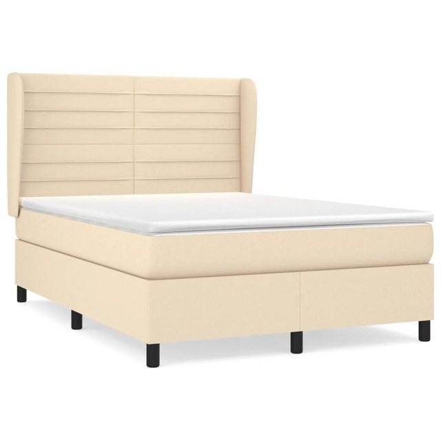 Bild von vidaXL Boxspringbett Boxspringbett mit Matratze Creme 140x200 cm Stoff Bett Bettgestell