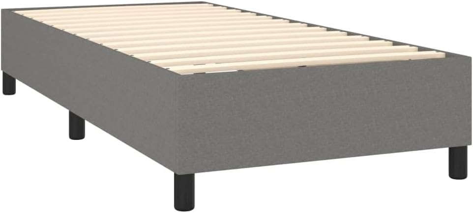Bild von vidaXL Boxspringbett mit Matratze Einzelbett Polsterbett Bettgestell Bettrahmen Lattenrost Bett Hotelbett Schlafzimmerbett Dunkelgrau 90x190cm Stoff
