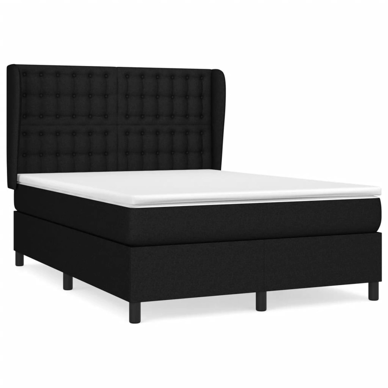 Bild von vidaXL Boxspringbett mit Matratze Schwarz 140x200 cm Stoff1467177