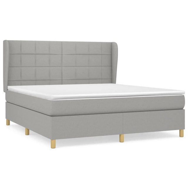 Bild von vidaXL Boxspringbett Boxspringbett mit Matratze Hellgrau 180x200 cm Stoff Bett Bettgestell