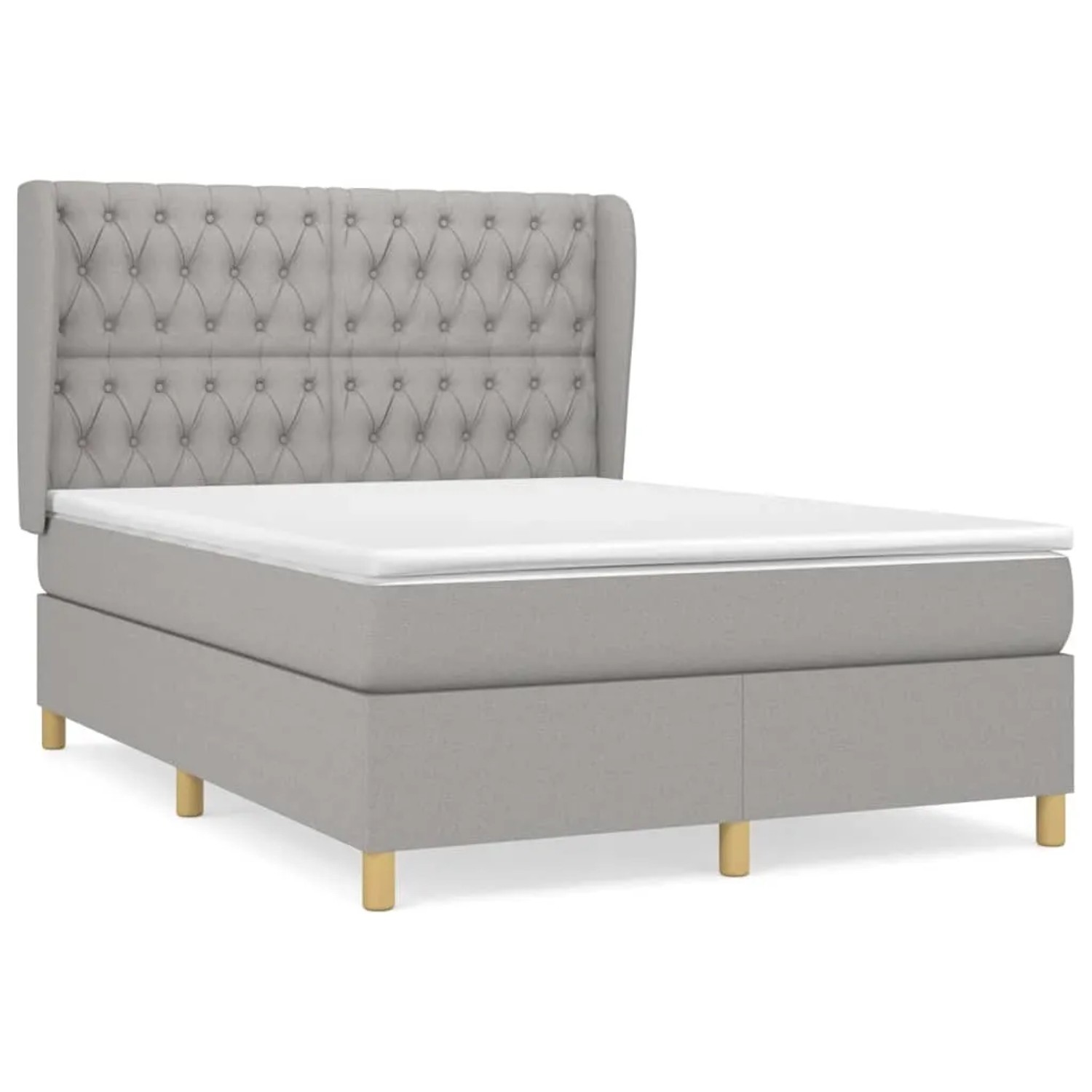 Bild von vidaXL Boxspringbett Boxspringbett mit Matratze Hellgrau 140x190 cm Stoff Bett Bettgestell