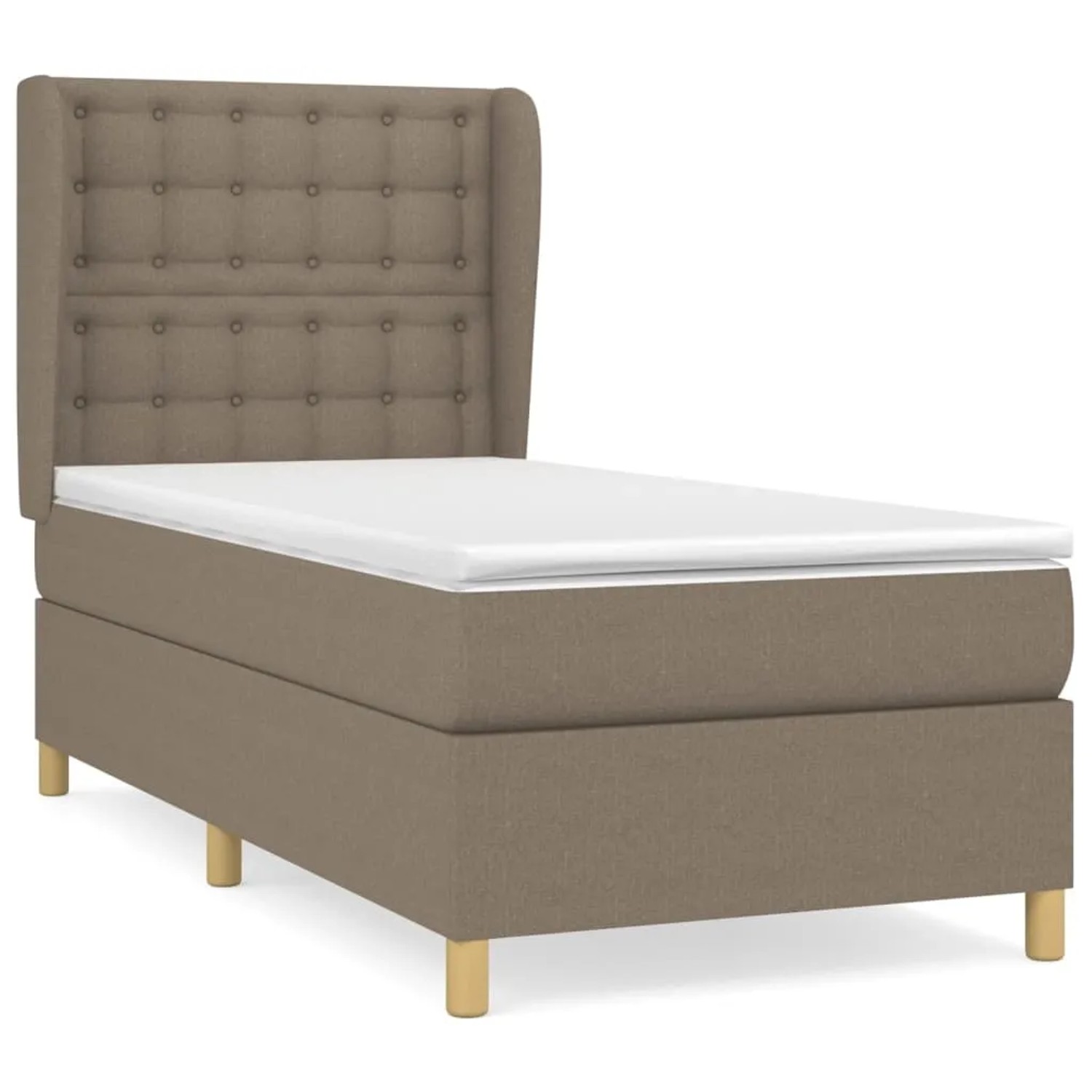 Bild von vidaXL Boxspringbett Boxspringbett mit Matratze Taupe 80x200 cm Stoff Bett Bettgestell