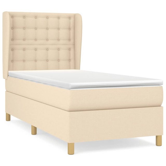 Bild von vidaXL Boxspringbett Boxspringbett mit Matratze Creme 100x200 cm Stoff Bett Bettgestell