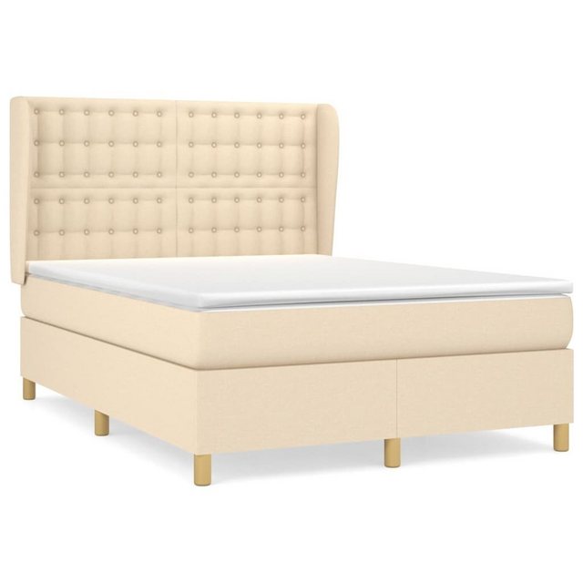Bild von vidaXL Boxspringbett Boxspringbett mit Matratze Creme 140x200 cm Stoff Bett Bettgestell