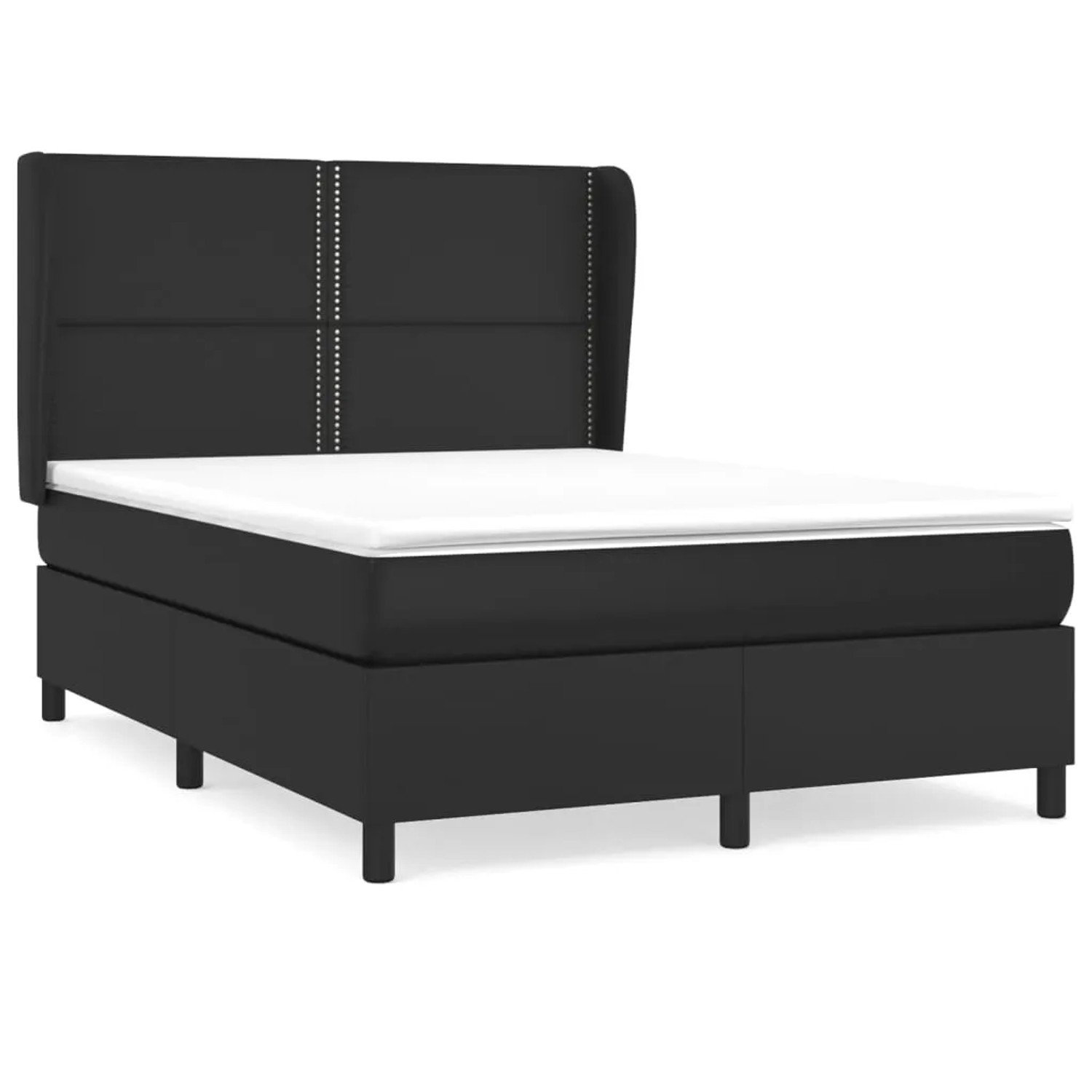 Bild von vidaXL Boxspringbett mit Matratze Schwarz 140x190 cm Kunstleder1466706