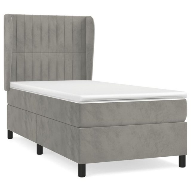 Bild von vidaXL Boxspringbett Boxspringbett mit Matratze Hellgrau 100x200 cm Samt Bett Bettgestell