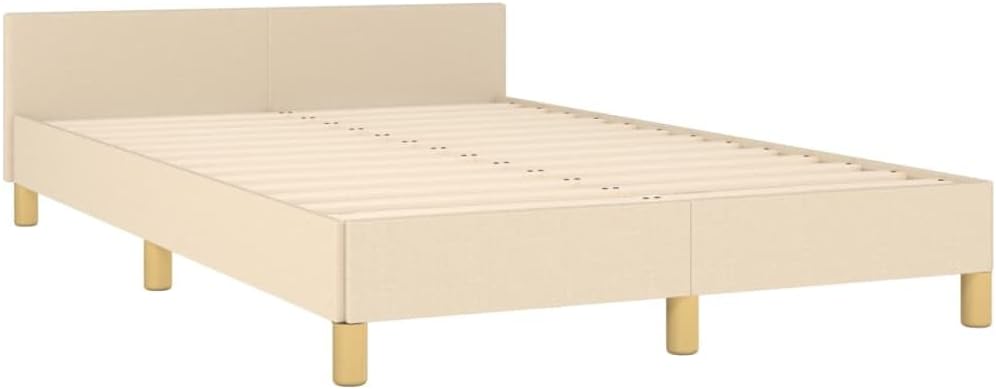 Bild von vidaXL Bettgestell mit Kopfteil Polsterbett Bett Doppelbett Lattenrost Bettrahmen Stoffbett Schlafzimmerbett Schlafzimmermöbel Creme 120x200cm Stoff