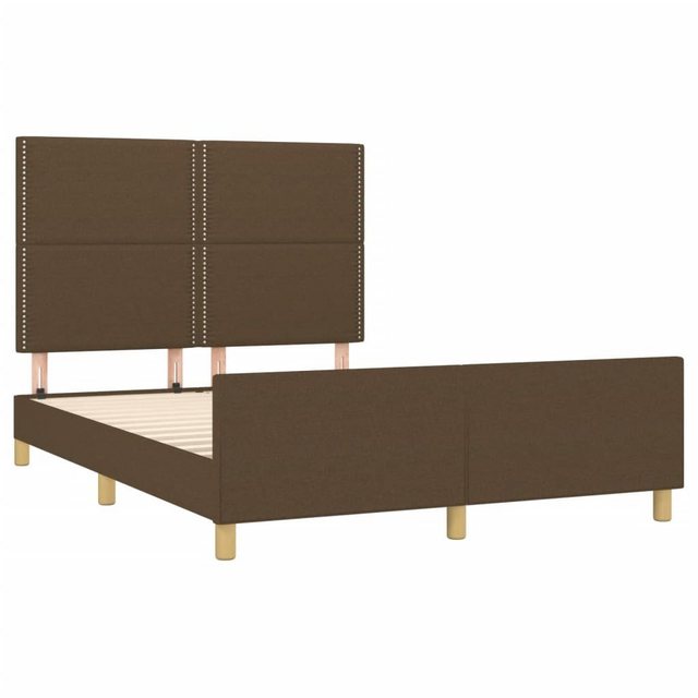 Bild von vidaXL Bettgestell Bettrahmen mit Kopfteil Dunkelbraun 140x190 cm Stoff Bett Bettgestell
