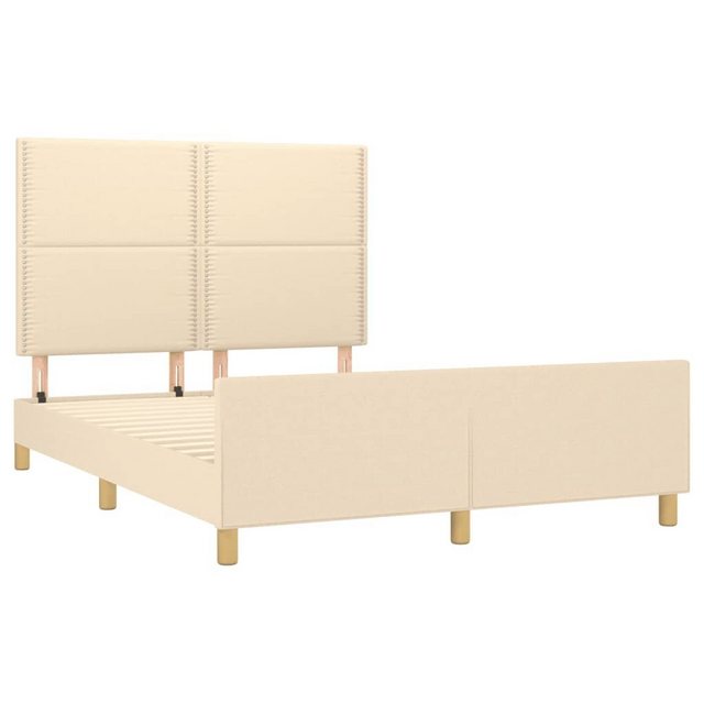 Bild von vidaXL Bettgestell Bettrahmen mit Kopfteil Creme 140x190 cm Stoff Bett Bettgestell
