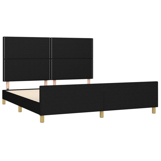 Bild von vidaXL Bettgestell Bettrahmen mit Kopfteil Schwarz 180x200 cm Stoff Bett Bettgestell