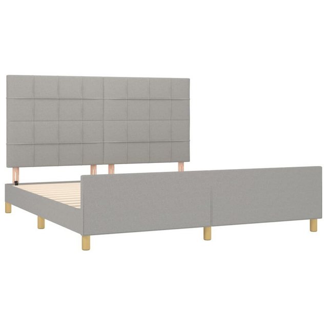 Bild von vidaXL Bettgestell Bettrahmen mit Kopfteil Hellgrau 180x200 cm Stoff Bett Bettgestell