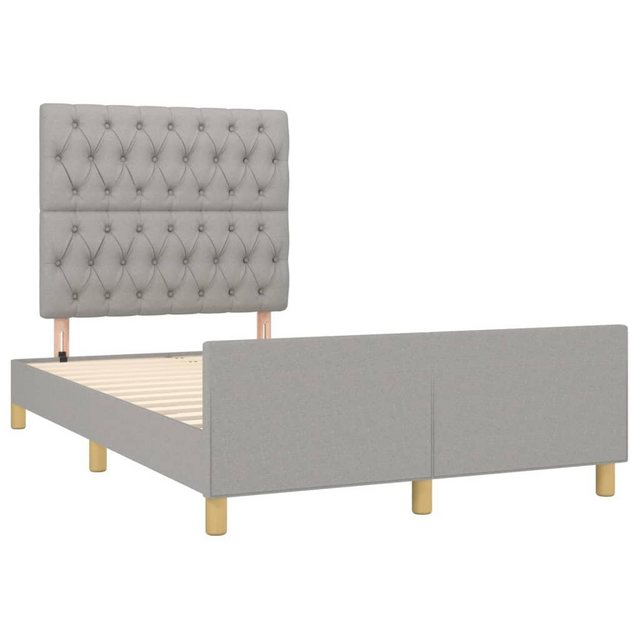 Bild von vidaXL Bettgestell Bettrahmen mit Kopfteil Hellgrau 120x200 cm Stoff Bett Bettgestell