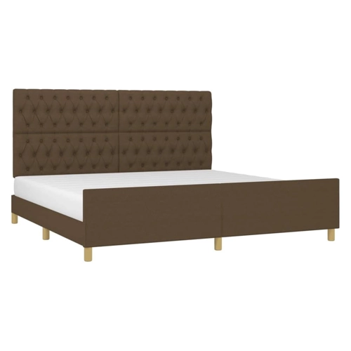 Bild von vidaXL Bettgestell Bettrahmen mit Kopfteil Dunkelbraun 160x200 cm Stoff Bett Bettgestell, vidaXL Bettgestell mit Kopfteil Dunkelbraun 160x200 cm Stoff Modell 61370358, vidaXL Bettgestell mit Kopfteil Bett Doppelbett Polsterbett Bettrahmen Lattenrost Stoffbett Schlafzimmerbett Schlafzimmermöbel Dunkelbraun 160x200cm Stoff
