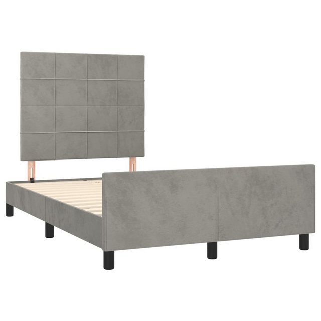 Bild von vidaXL Bettgestell Bettrahmen mit Kopfteil Hellgrau 120x200 cm Samt Bett Bettgestell
