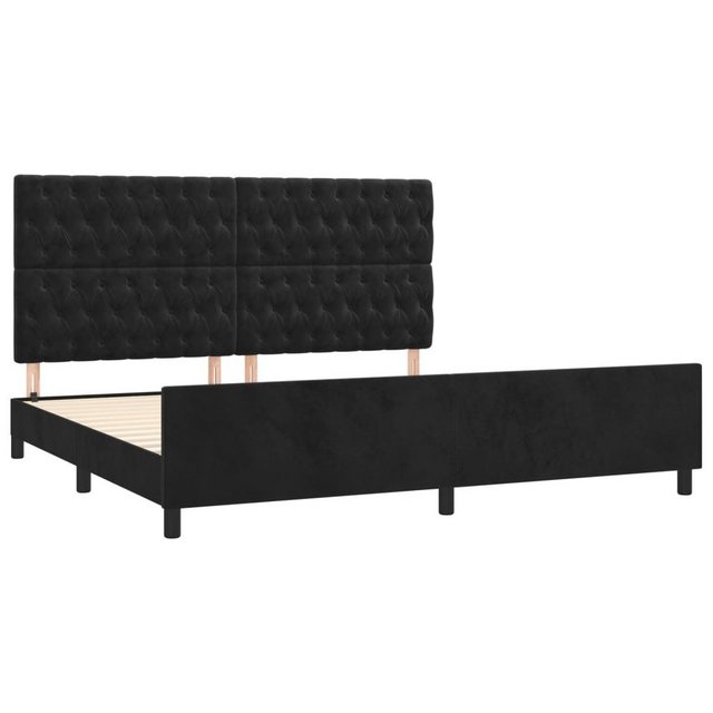 Bild von vidaXL Bettgestell Bettrahmen mit Kopfteil Schwarz 200x200 cm Samt Bett Bettgestell