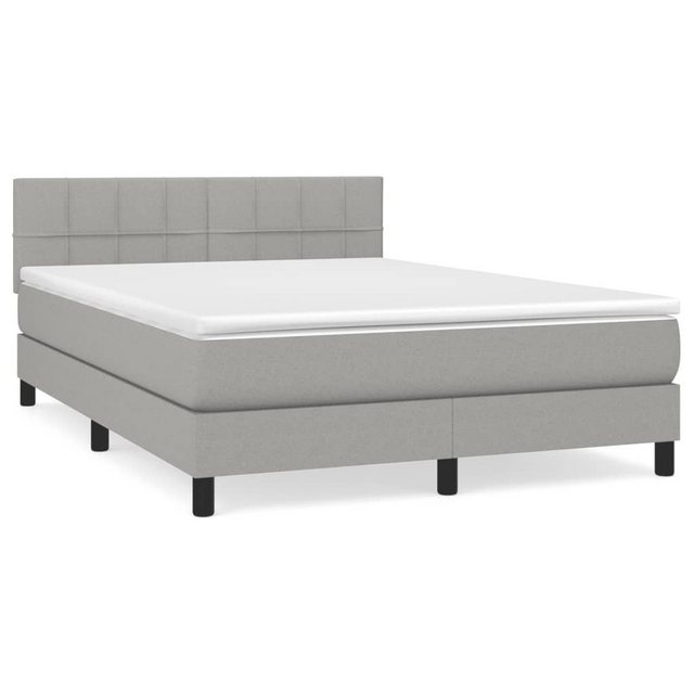 Bild von vidaXL Boxspringbett Boxspringbett mit Matratze Hellgrau 140x200 cm Stoff Bett Bettgestell