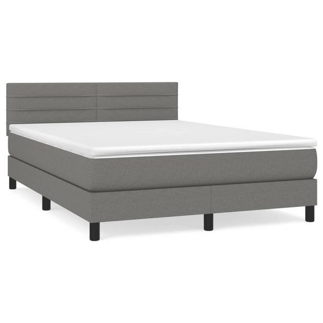 Bild von vidaXL Boxspringbett Boxspringbett mit Matratze Dunkelgrau 140x200 cm Stoff Bett Bettgestel